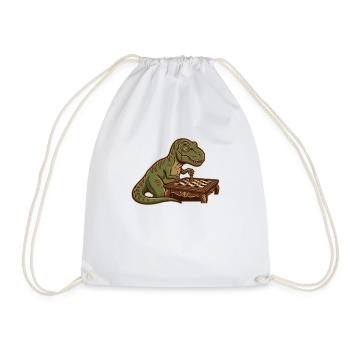 T-Rex Dinosaur Playing Chess - Drawstring Bag - white - Front