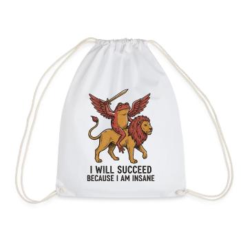 Winged monkey on lion with sword - Drawstring Bag - white - Front