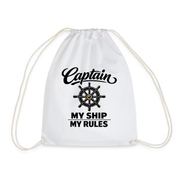 Nautical steering wheel for captains and sailors - Drawstring Bag - white - Front