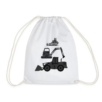 Construction Equipment Silhouettes Collection - Drawstring Bag - white - Front