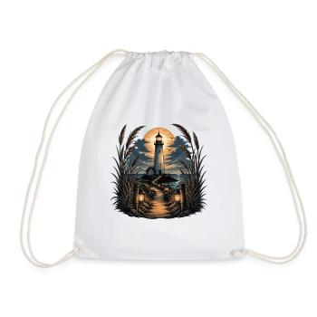 Lighthouse on the evening path - Drawstring Bag - white - Front