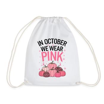 October Cancer Support Pumpkin - Drawstring Bag - white - Front