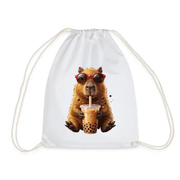 Hamster du soleil avec bubble tea - Sac de sport léger - blanc - Devant