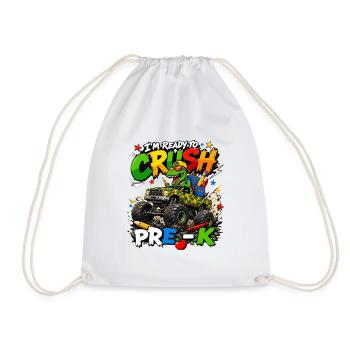 T-Rex Monster Truck Preschool - Drawstring Bag - white - Front