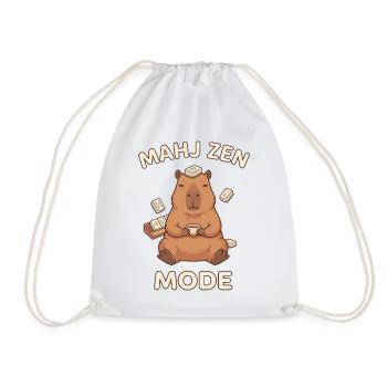 Mahjong Mahj Zen Mode Capybara - Drawstring Bag - white - Front