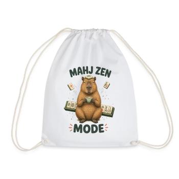 Mahjong Mahj Zen Mode Capybara - Drawstring Bag - white - Front