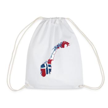 Norway Map Flag Scandinavia Travel - Drawstring Bag - white - Front