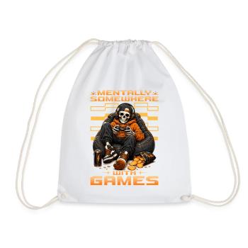 Skeleton Gamer Gaming Halloween - Drawstring Bag - white - Front