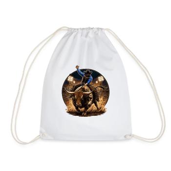 Rodeo Rider vs. Bull - Drawstring Bag - white - Front
