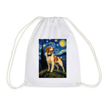 Brittany Spaniel Sternennacht – Hund Papa Vogel Hund - Turnbeutel - Weiß - Vorne