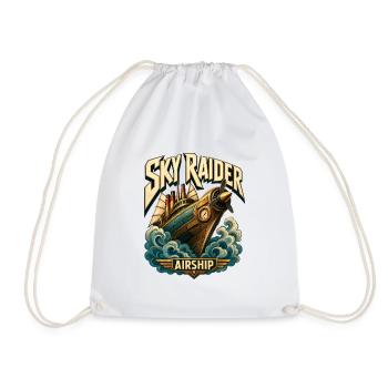 Steampunk-Piraten-Luftschiff, Sky Raider Pulp-Abenteuer - Turnbeutel - Weiß - Vorne