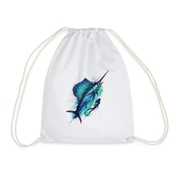 Blue Marlin Illustration - Turnbeutel - Weiß - Vorne