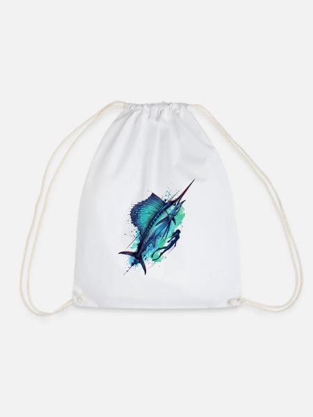 Blue Marlin Illustration - Turnbeutel - Weiß