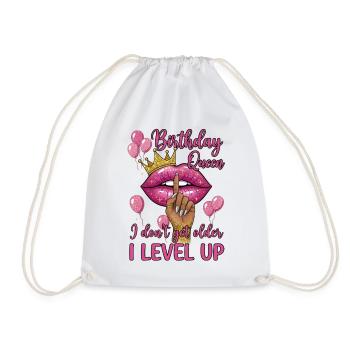 Birthday Queen with Lips and Balloons - Turnbeutel - Weiß - Vorne