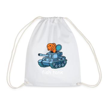 Fisch im Panzer Cartoon - Turnbeutel - Weiß - Vorne