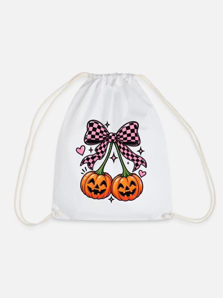 Halloween Kürbis Kirschen - Turnbeutel - Weiß