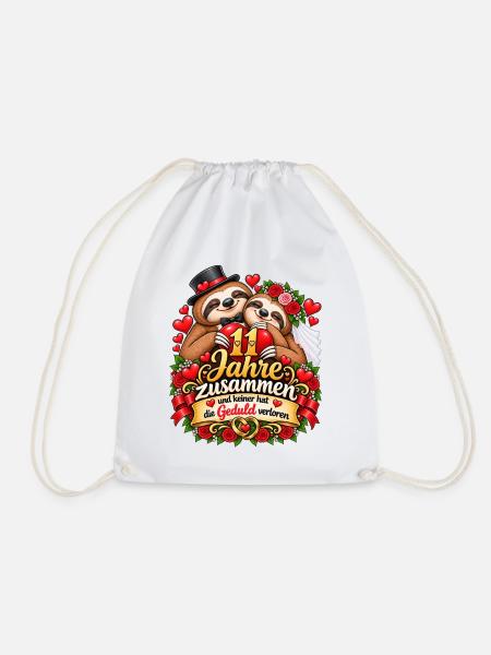 11. Hochzeitstag Geschenkidee Stahlhochzeit - Turnbeutel - Weiß