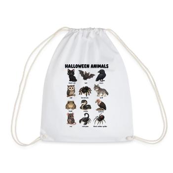  Halloween Tierdiagramm Schwarze Katze Fledermaus - Turnbeutel - Weiß - Vorne