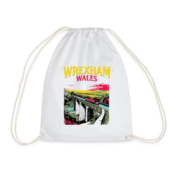 City Vintage Travel Poster Wrexham Wales Novelty - Turnbeutel - Weiß - Vorne
