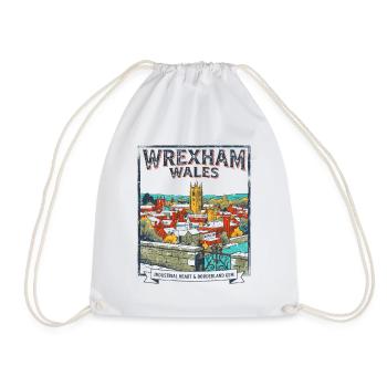 Wrexham Wales Retro Vintage City Skyline Poster - Turnbeutel - Weiß - Vorne