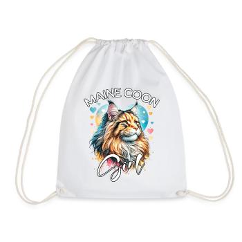 Maine Coon Mädchen Maine Coon - Turnbeutel - Weiß - Vorne