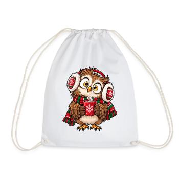 Weihnachten Eule Kakao Winter Geschenkidee - Turnbeutel - Weiß - Vorne