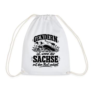 Gendern ist, wenn der Sachse mit dem Boot umkippt - Turnbeutel - Weiß - Vorne