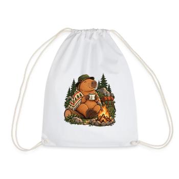 Capybara Camping - Turnbeutel - Weiß - Vorne