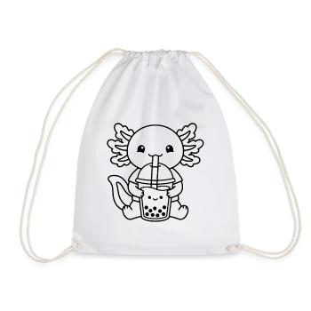 Süßer Axolotl Bubble Tea Umriss Kawaii Boba Drink - Turnbeutel - Weiß - Vorne