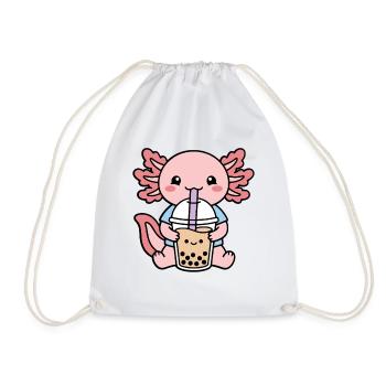 Süßer Axolotl Bubble Tea Trink Kawaii Boba Milchtee - Turnbeutel - Weiß - Vorne