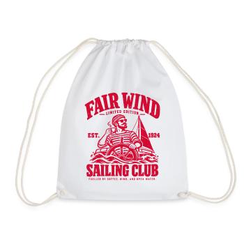 Fair Wind Sailing Club – Segler mit Kaffee - Turnbeutel - Weiß - Vorne