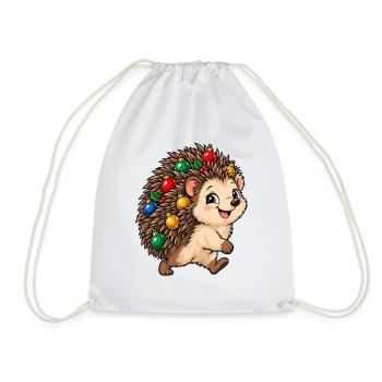 Weihnachten Igel Christbaumkugeln Geschenk - Turnbeutel - Weiß - Vorne
