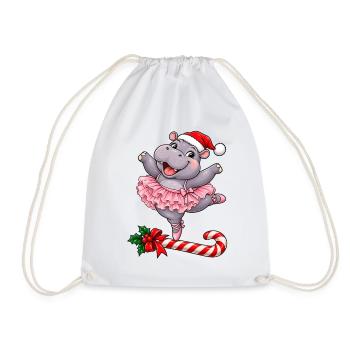 Weihnachten Nilpferd Ballett Ballerina Geschenk - Turnbeutel - Weiß - Vorne