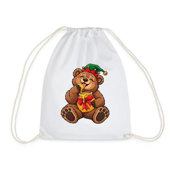 Weihnachten Bär Honigtopf Wichtel Geschenk - Turnbeutel - Weiß - Vorne