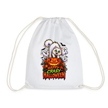 Happy Crazy Halloween Cat – Spooky Pumpkin  - Turnbeutel - Weiß - Vorne