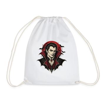 Vampir vor rotem Mond – Gothic Halloween - Turnbeutel - Weiß - Vorne