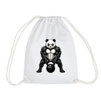 Panda Kettlebell Bodybuilder Fitness Cartoon - Turnbeutel - Weiß - Vorne