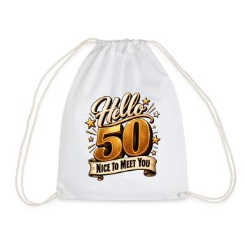 Geburstag 50 Jahre 50. Geburtstag Hello 50 Party - Turnbeutel - Weiß - Vorne