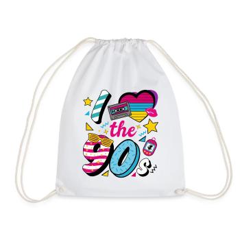 I Love the 90s Retro Nostalgie Party Spruch - Turnbeutel - Weiß - Vorne