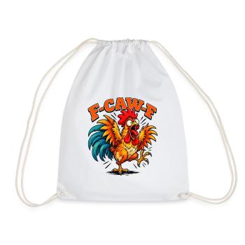 Funny F-CAW-F Crazy Rooster Retro Chicken - Turnbeutel - Weiß - Vorne