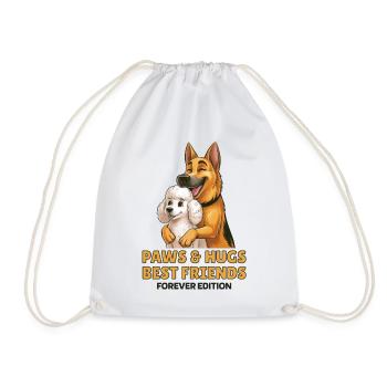 Paws & Hugs Best Friends Hunde Schäferhund Pudel   - Turnbeutel - Weiß - Vorne