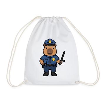 Süßer Capybara-Polizist Ästhetischer Niedlicher Nagetier - Turnbeutel - Weiß - Vorne