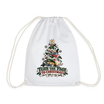 Turn the Page to Christmas – Bücherweihnacht - Turnbeutel - Weiß - Vorne