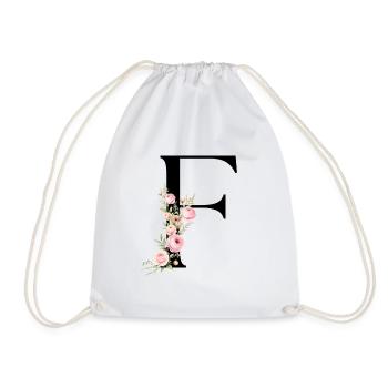 F Buchstabe Monogram Floral - Turnbeutel - Weiß - Vorne