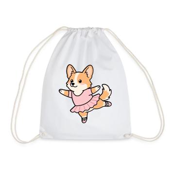 Niedliches Corgi-Ballett, Ballerina, lustiger Hund, Tanzkunst - Turnbeutel - Weiß - Vorne