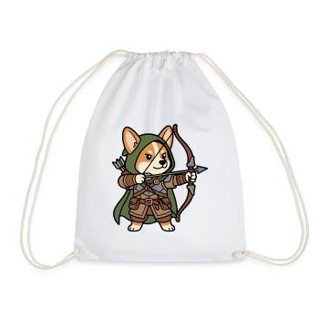 Niedlicher Corgi-Bogenschütze-RPG Fantasy-Gamer-Hund - Turnbeutel - Weiß - Vorne
