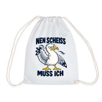 Nen Scheiß muss ich – Freche Möwe - Turnbeutel - Weiß - Vorne