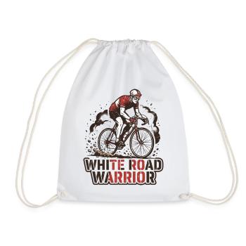 Retro Cyclist White Road Warrior Print - Turnbeutel - Weiß - Vorne