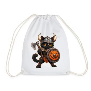 Halloween-Wikingerkatze - Turnbeutel - Weiß - Vorne
