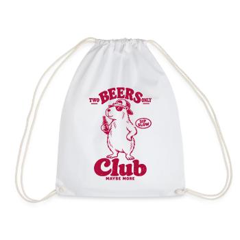 Rotes Capybara Bierclub – Sip Slow, Club More - Turnbeutel - Weiß - Vorne